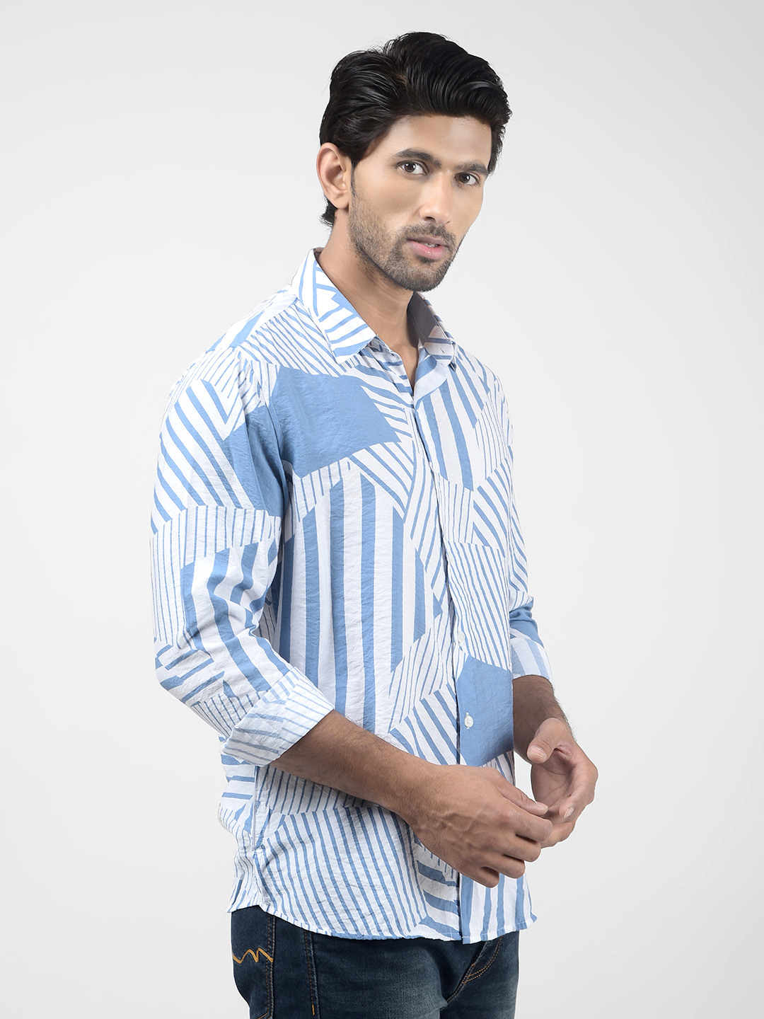 Numero Uno Men Striped Blue Shirt